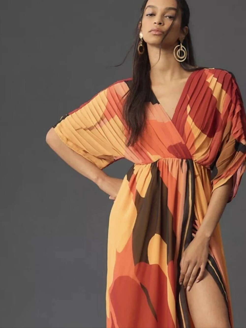 Anthropologie Farm Rio Short-Sleeve Wrap-Front Maxi Dress Size S NWT